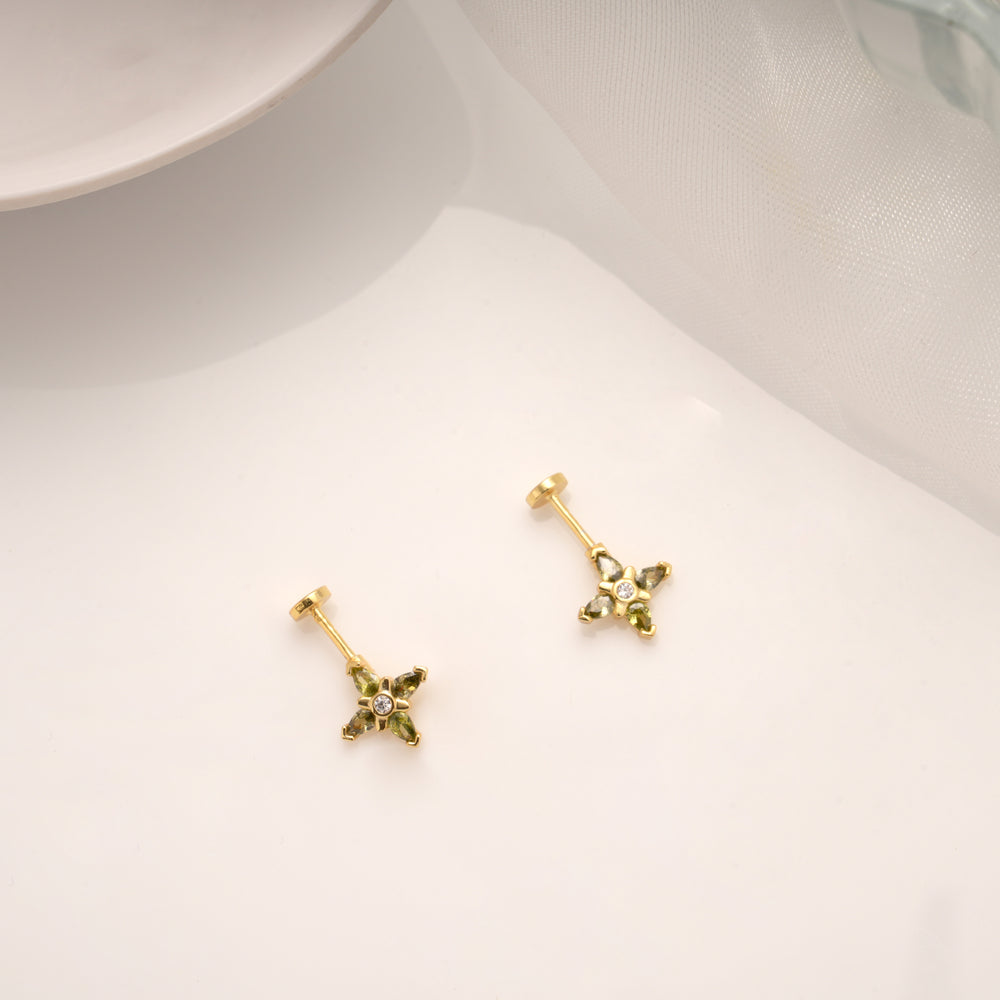 Minimalist Green Stone Flower Golden Koppu