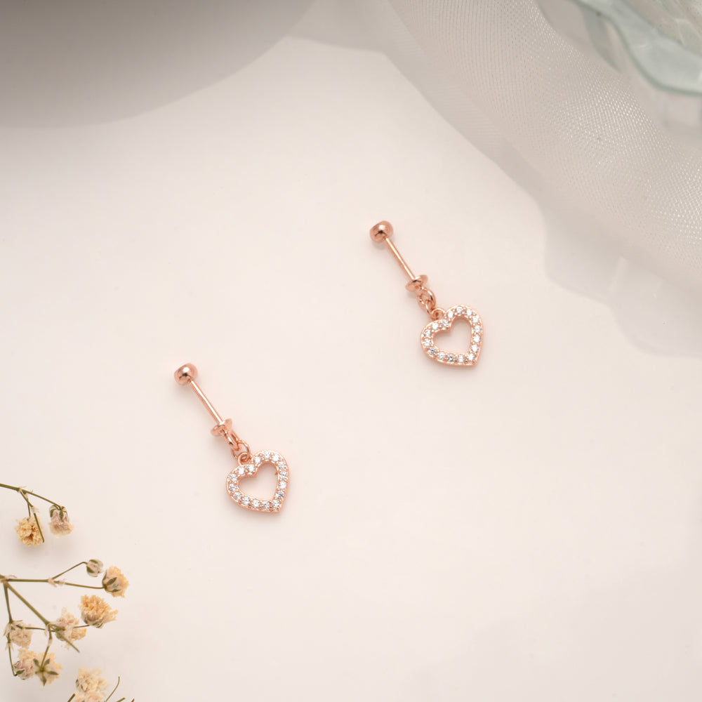 Majestic Heart Design Stone Silver Rose Gold Koppu