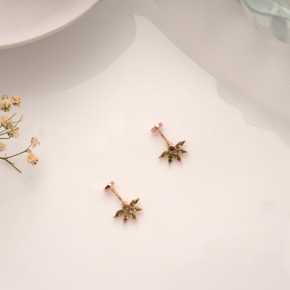 Crystal Starburst Green Stone Silver Rose Gold Koppu