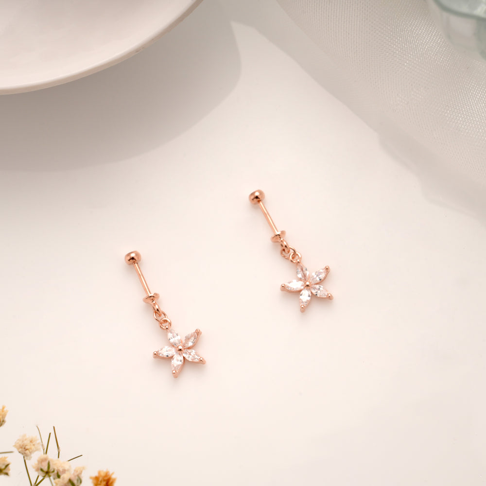 Bold Five Leaf Stone Silver Rose Gold Koppu