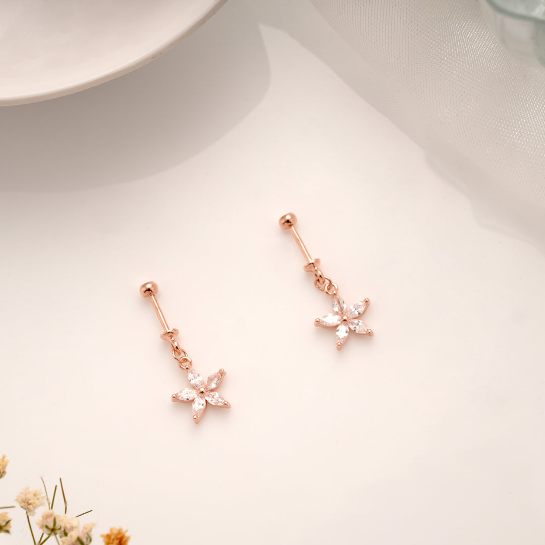 Bold Five Leaf Stone Silver Rose Gold Koppu