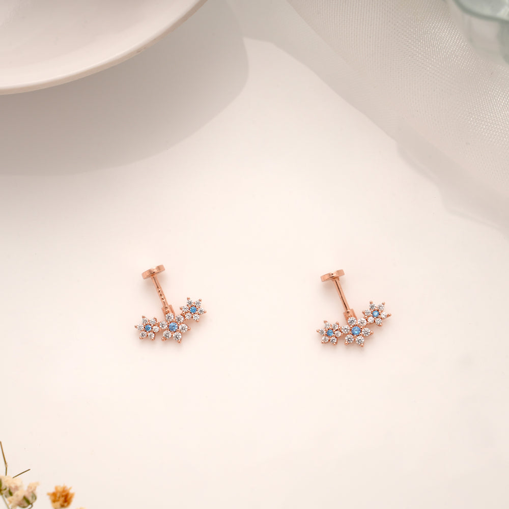 Stylish Triple Daisy Floral Silver Rose Gold Koppu