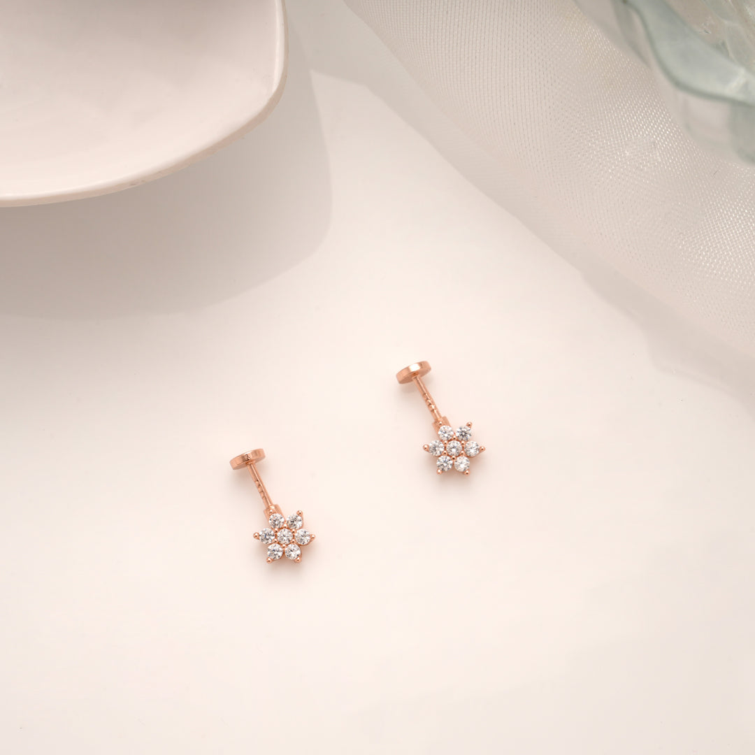 Charming Crystal Floral Silver Rose Gold Koppu