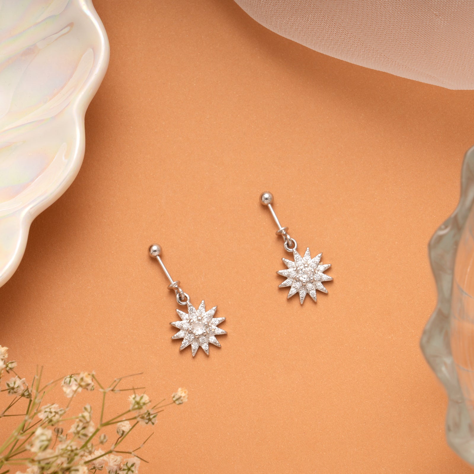 Sparkling Sun Burst Design Silver Koppu