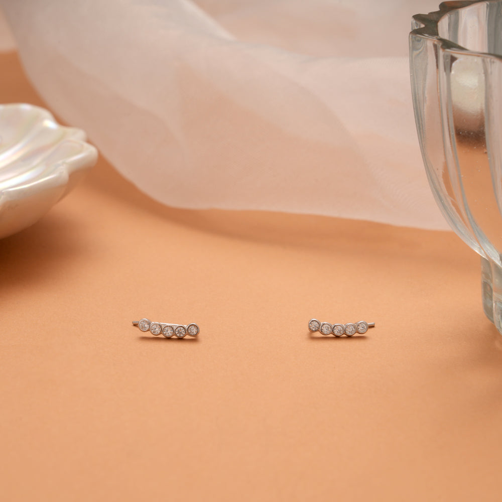 Minimal Sparkling Stone Silver Ear Cuff