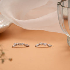 Marquise Curve Stone Silver Ear Crawlers