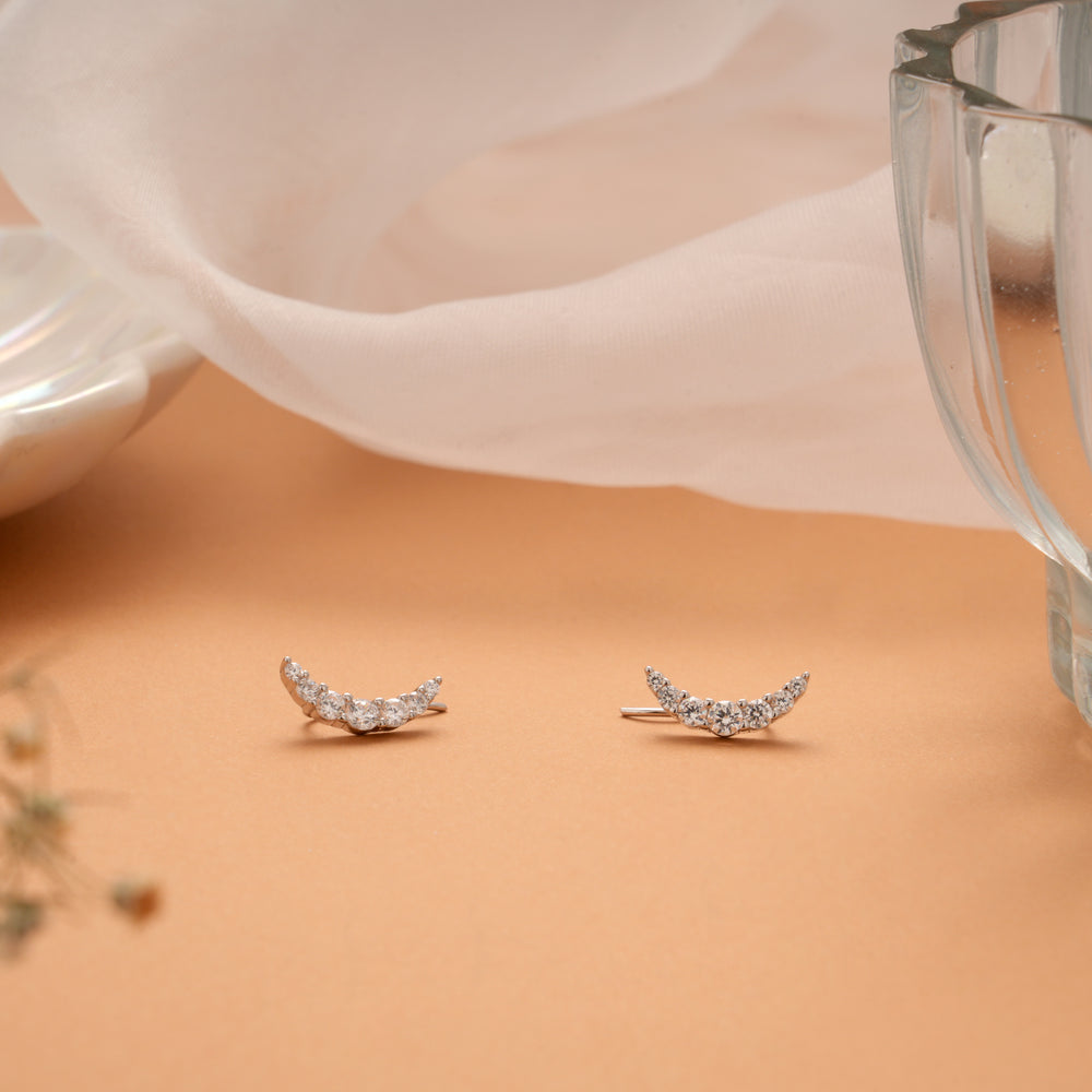 Crescent Moon Design Silver Ear Cuff
