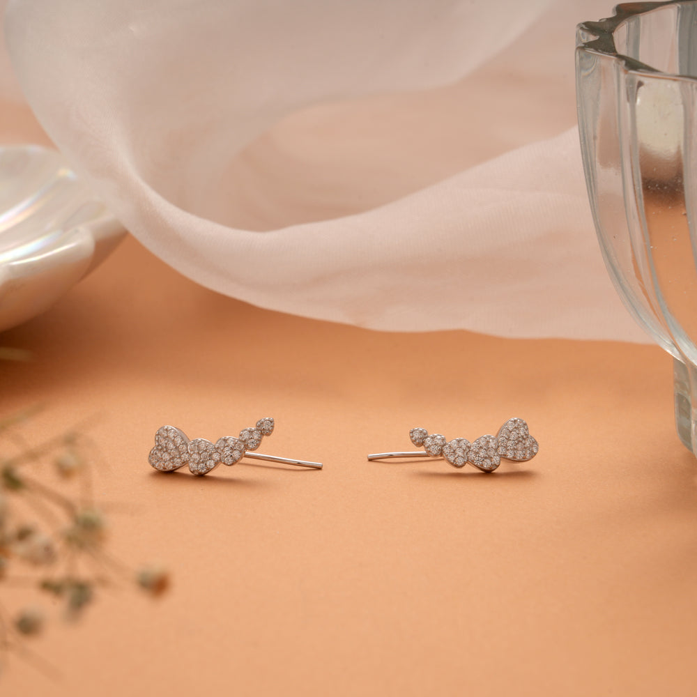 Lovely Heart Design Silver Ear Crawlers
