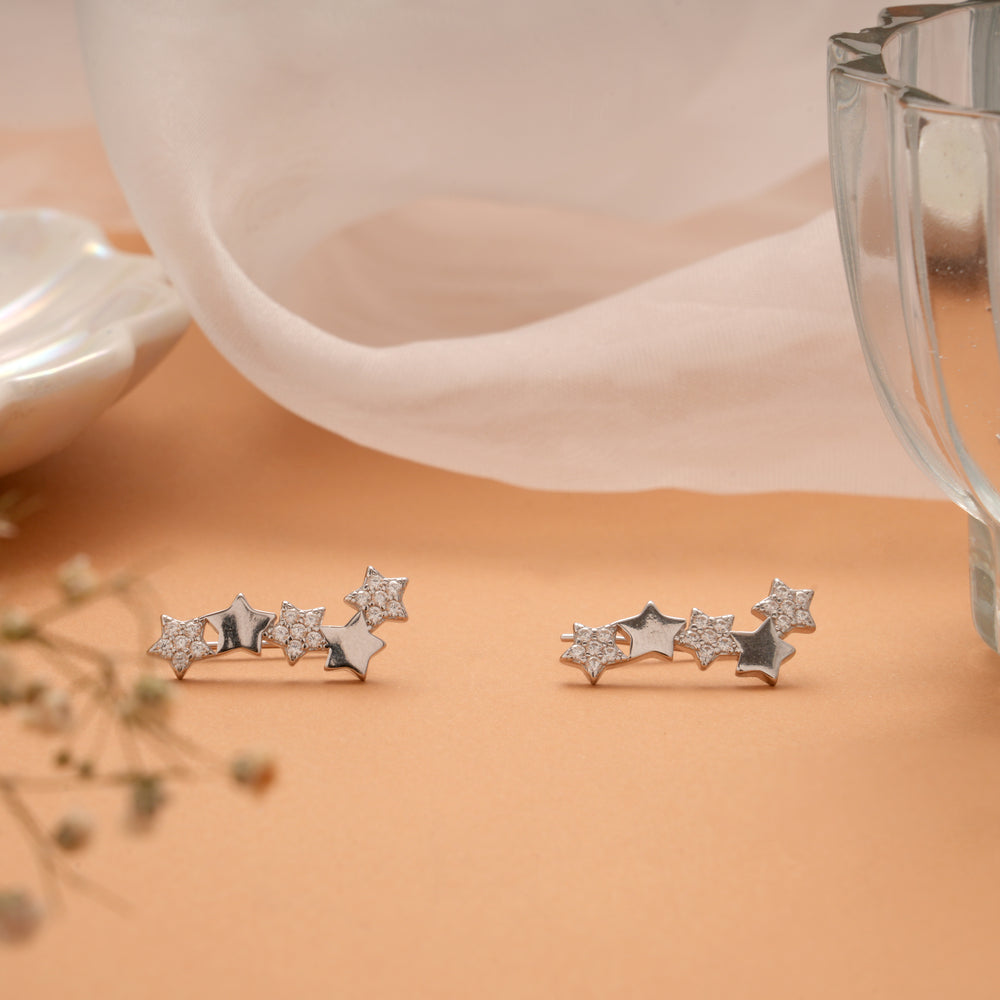 Modern Star Design Silver Ear Cuff