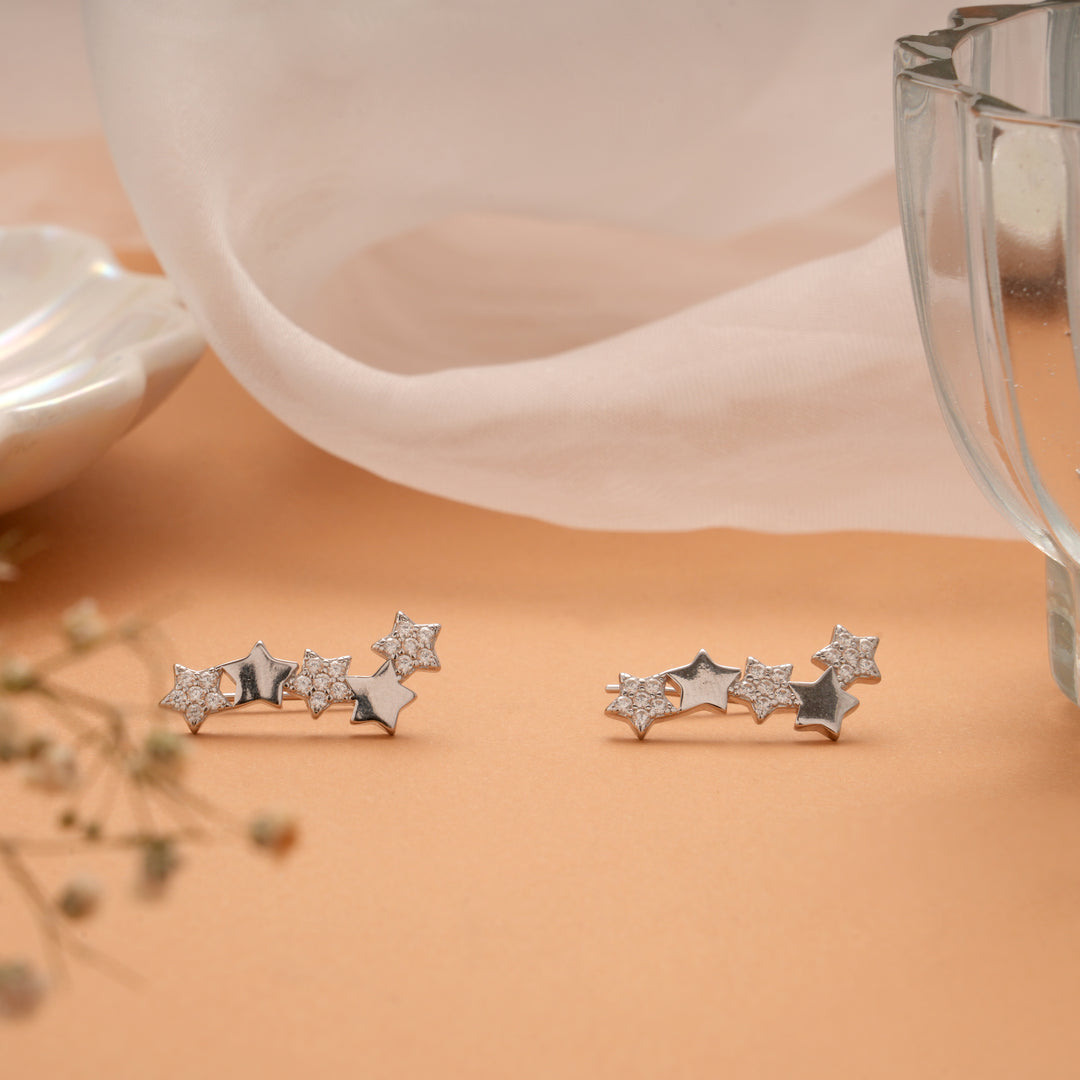 Modern Star Design Silver Ear Cuff