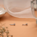 Tiny Charm Floral Design Silver Ear Climbers
