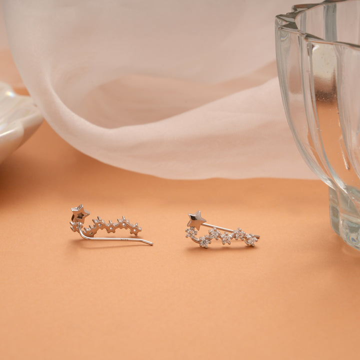 Elegant Star Design Silver Ear Crawlers
