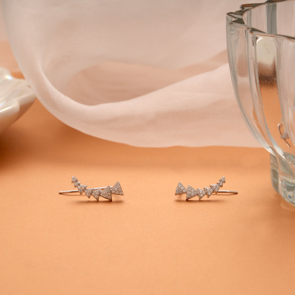 Multi Triangle Design Silver Ear Cuff