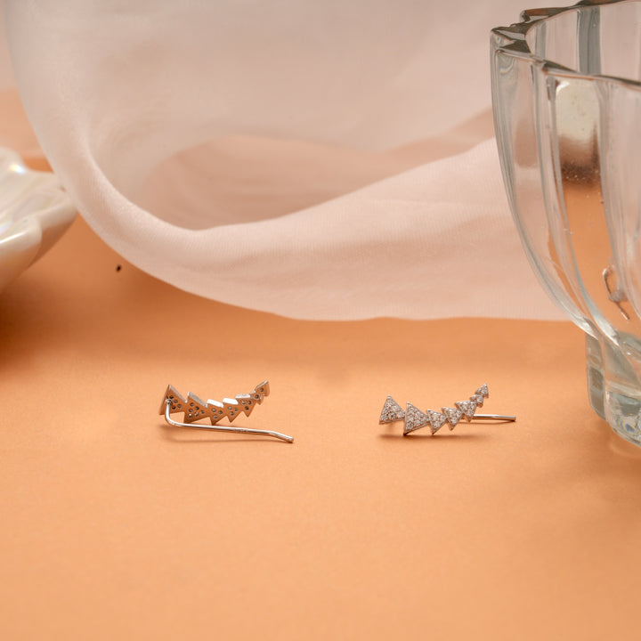 Multi Triangle Design Silver Ear Cuff