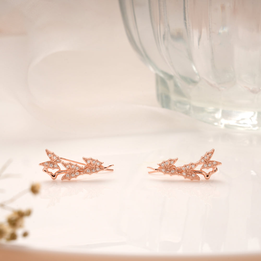 Triple Butterfly Design Rose Gold Silver Ear Cuff