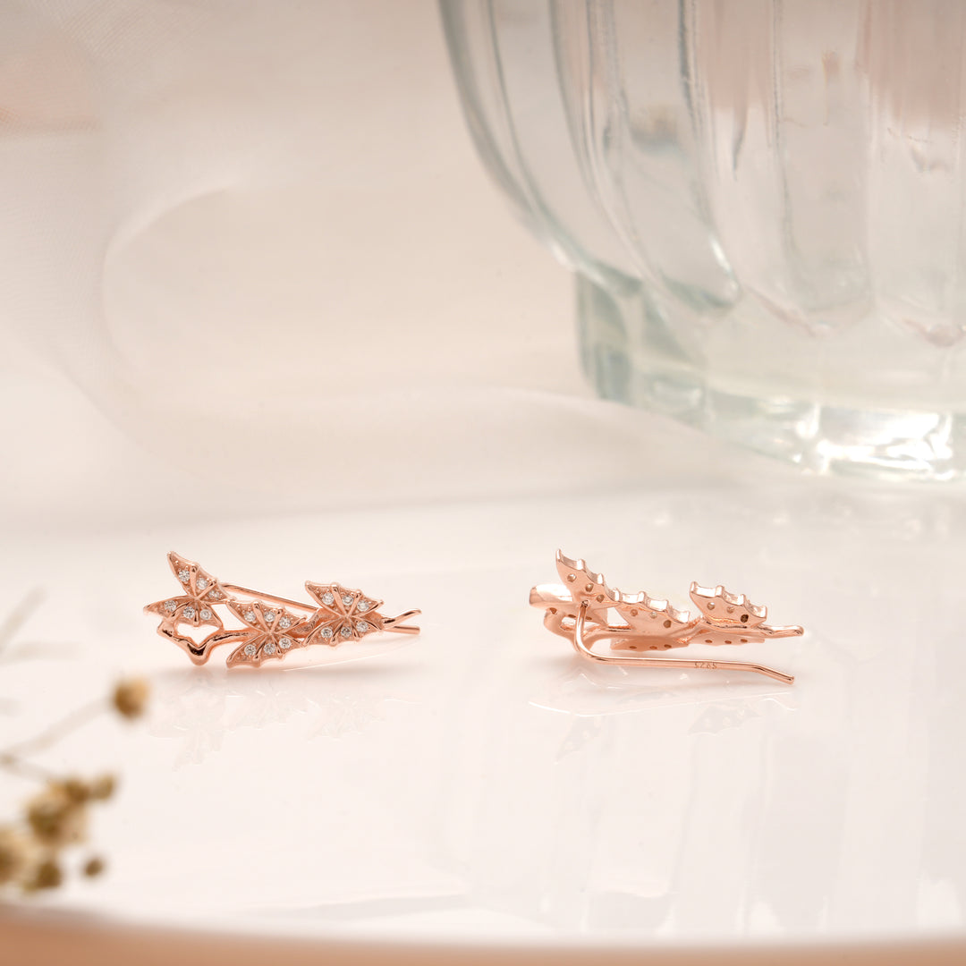 Triple Butterfly Design Rose Gold Silver Ear Cuff