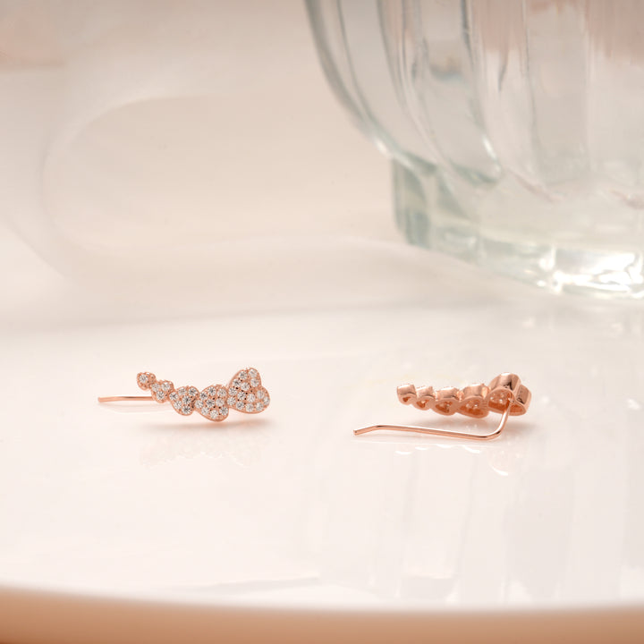 Lovely Heart Design Rose Gold Silver Ear Crawlers