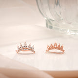 Royal Crown Design Rose Gold Silver Ear Climbers
