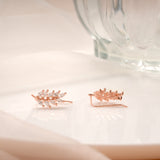 Classic Leaf Design Rose Gold Silver Ear Crawlers