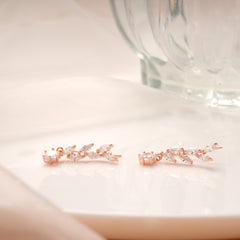 Delicate Leaf Design Rose Gold Silver Ear Climbers