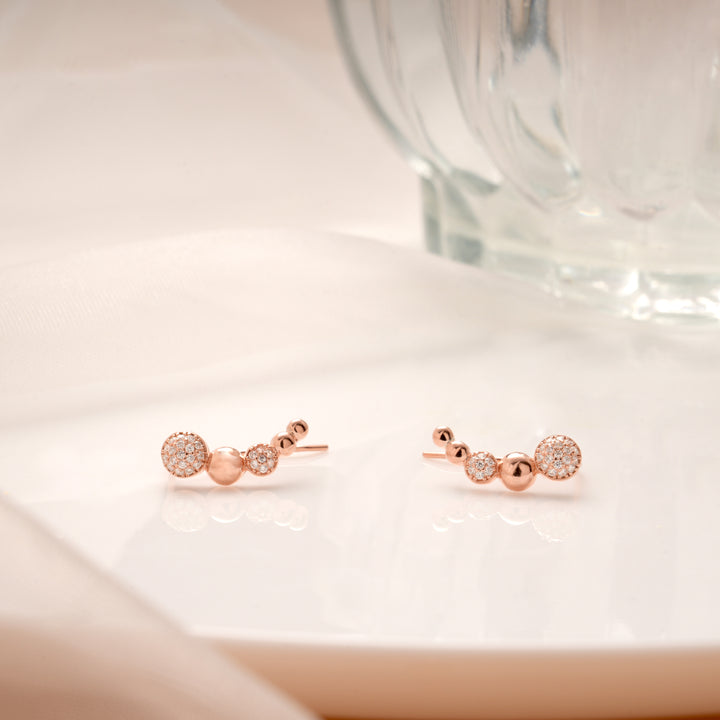 Sleek Circle Design Rose Gold Silver Ear Crawlers