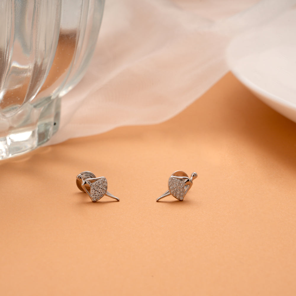 Sleek Dancing Lady Design Silver Stud