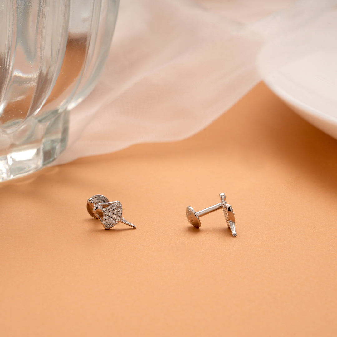Sleek Dancing Lady Design Silver Stud