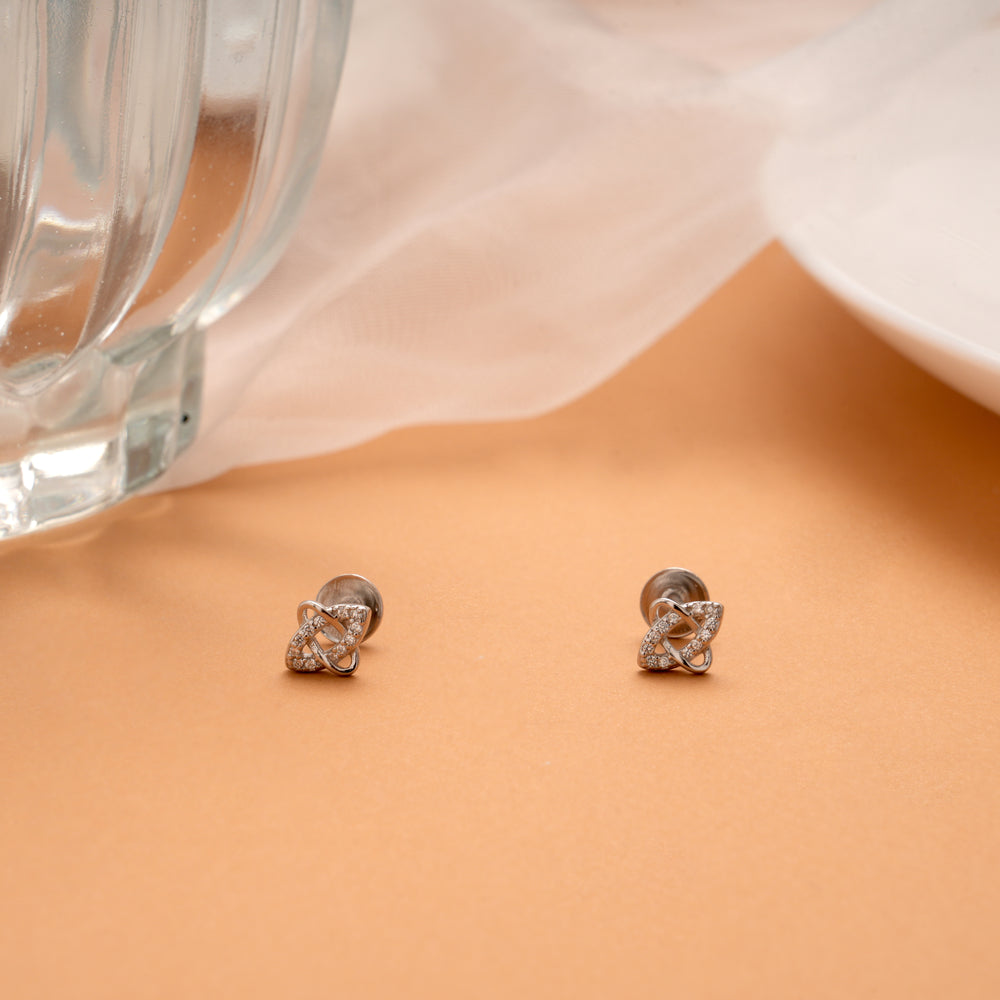 Cute Little Silver Intertwined Design Stud