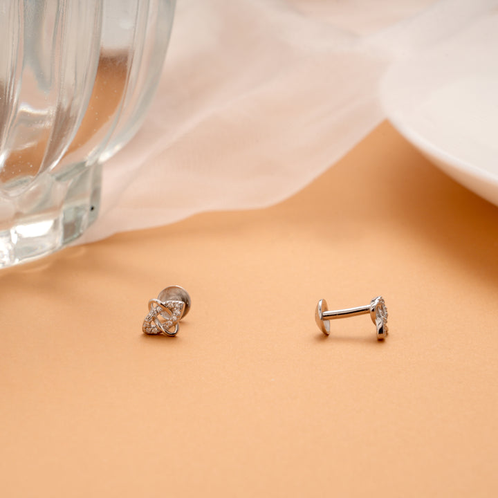 Cute Little Silver Intertwined Design Stud