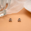 Curved Flower Design Silver Stud