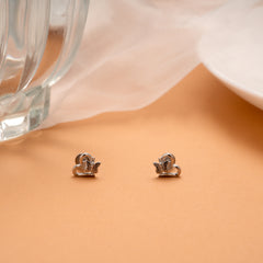 Cute Heart Design with Butterfly Silver Stud
