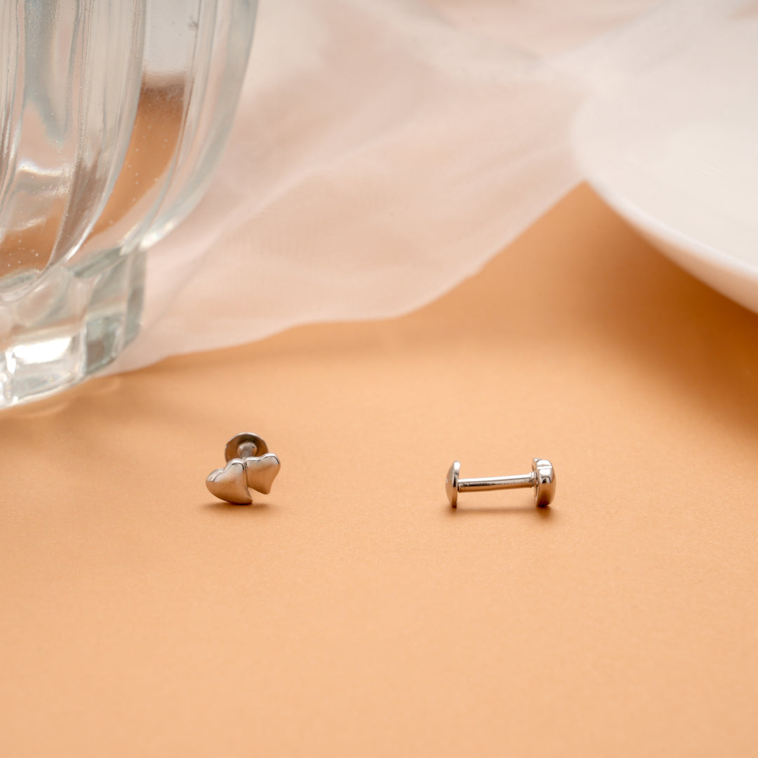 Minimalist Dual Heart Design Silver Stud