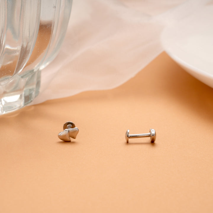 Minimalist Dual Heart Design Silver Stud