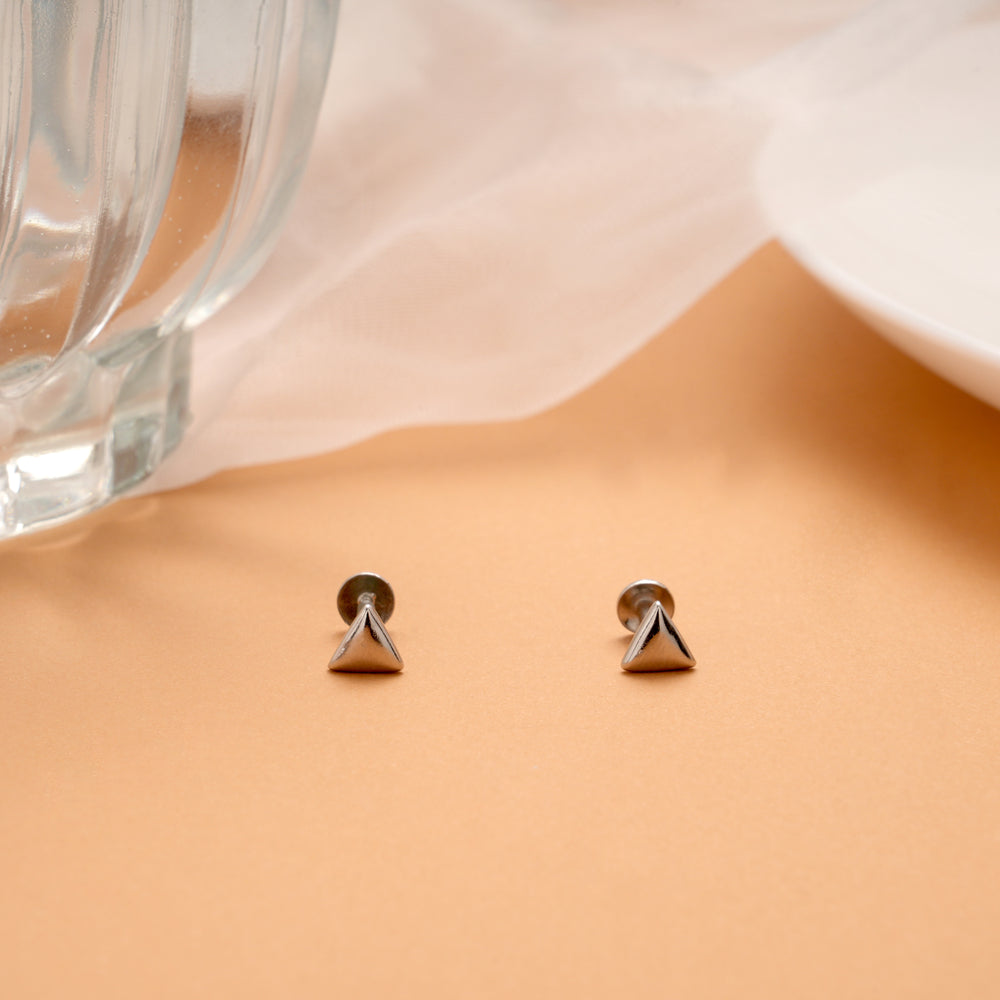 Plain Triangle Shape Silver Stud