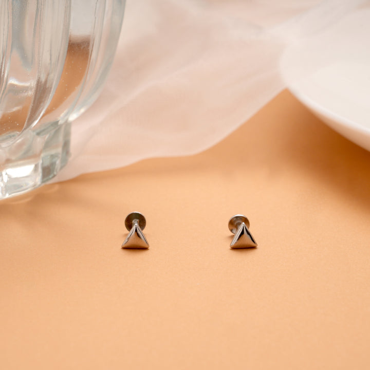 Plain Triangle Shape Silver Stud
