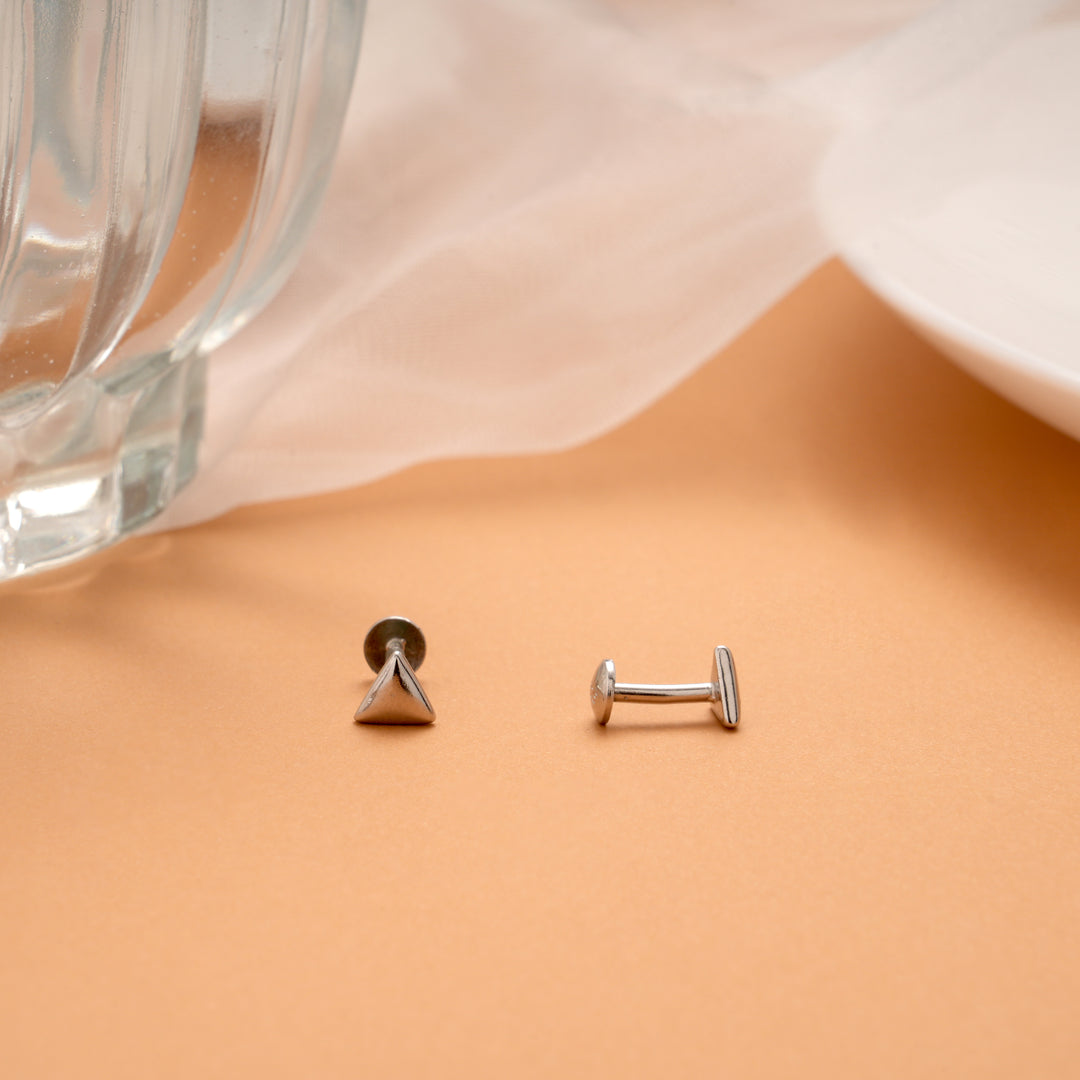 Plain Triangle Shape Silver Stud