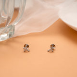 Criss Cross Design Silver Stud