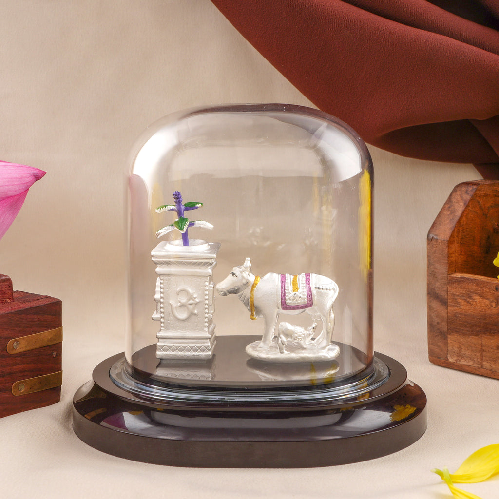 Cow & Tulsi Silver Holy Idol | Sri Anu Jewellers