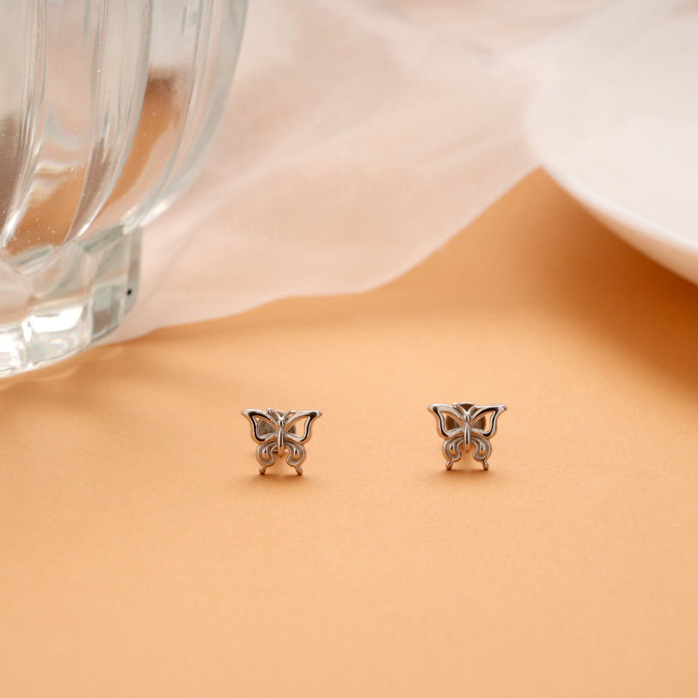 Traditional Butterfly Design Silver Stud