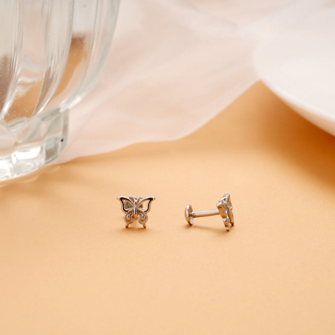 Traditional Butterfly Design Silver Stud