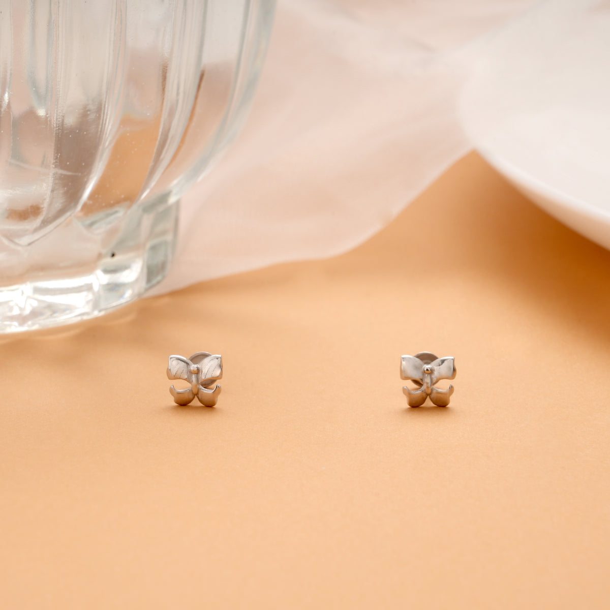 Tiny Charm Butterfly Shape Silver Stud