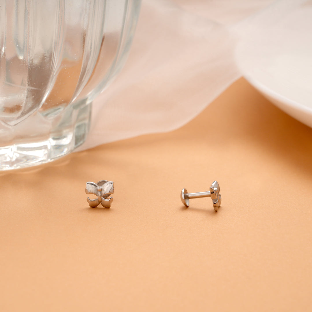 Tiny Charm Butterfly Shape Silver Stud