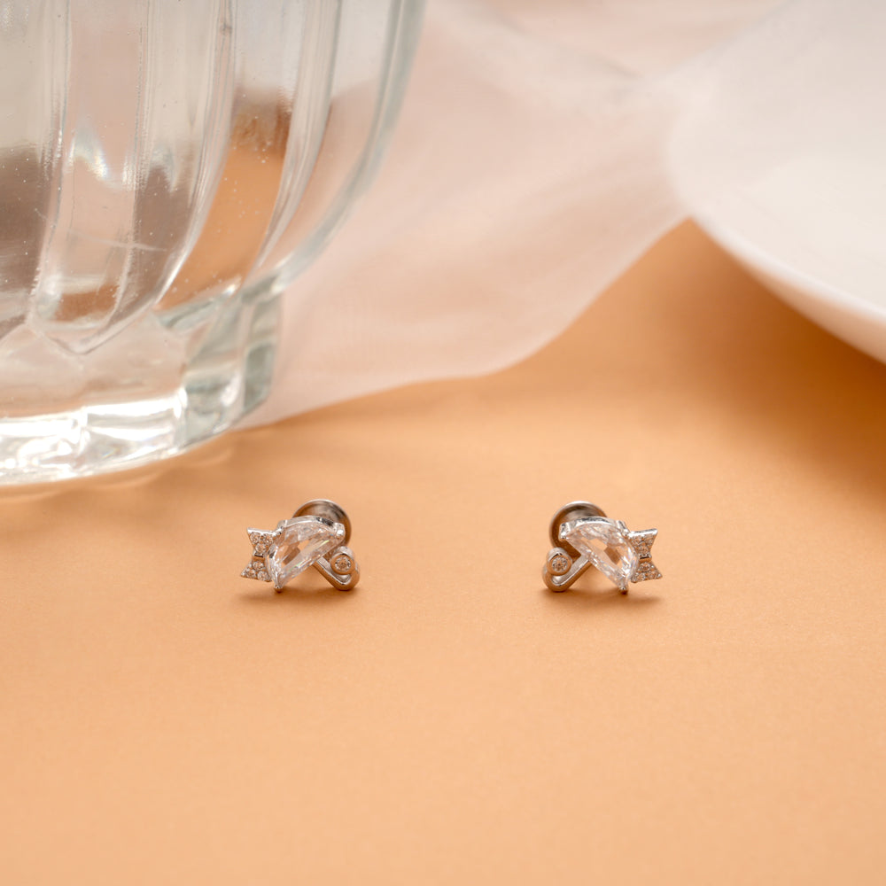 Minimal Umbrella Design Silver Stud