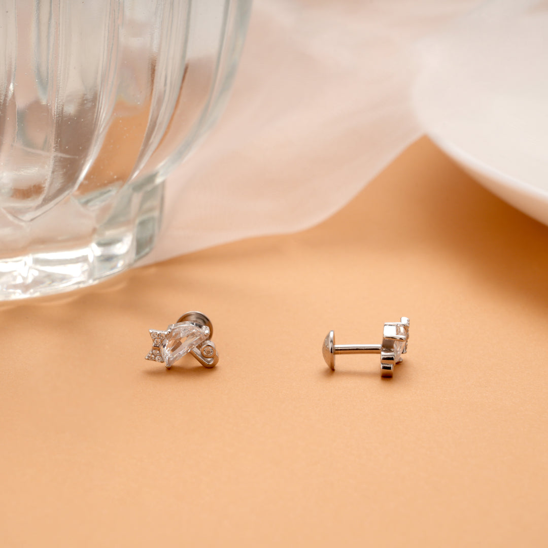 Minimal Umbrella Design Silver Stud