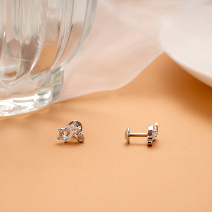 Minimal Umbrella Design Silver Stud