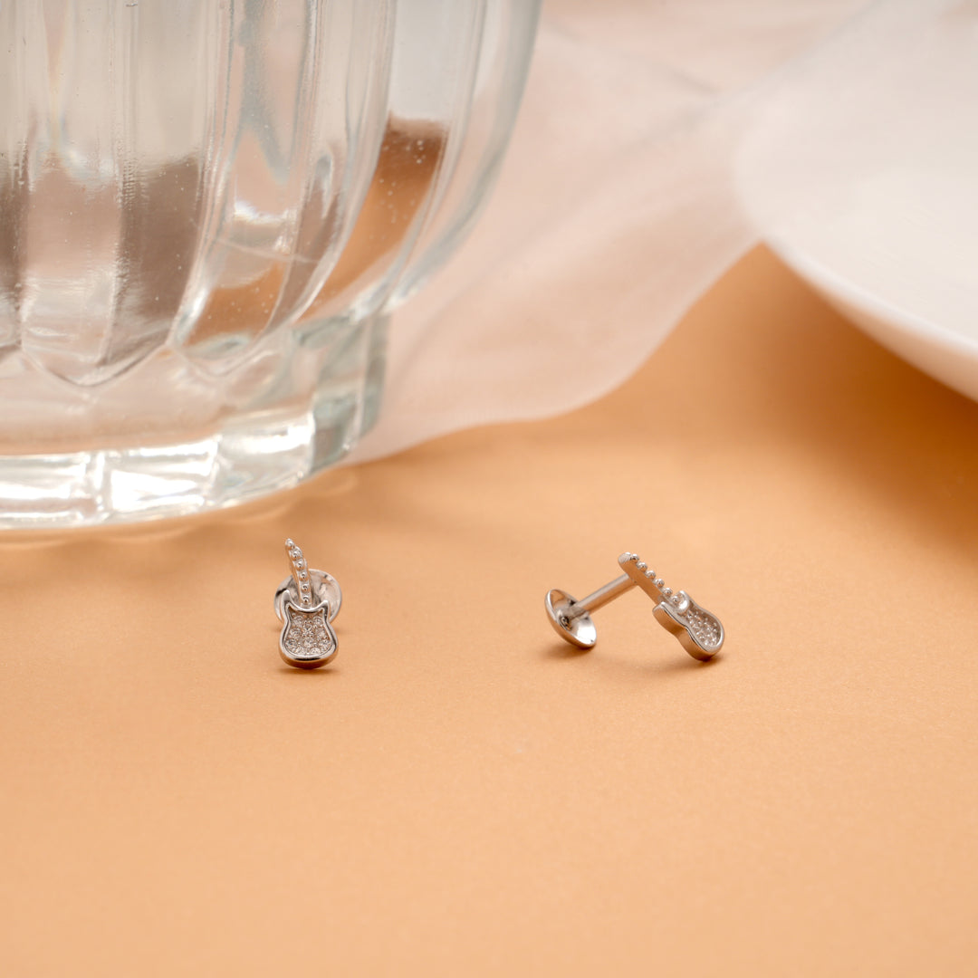 Unique Guitar Design Silver Stud
