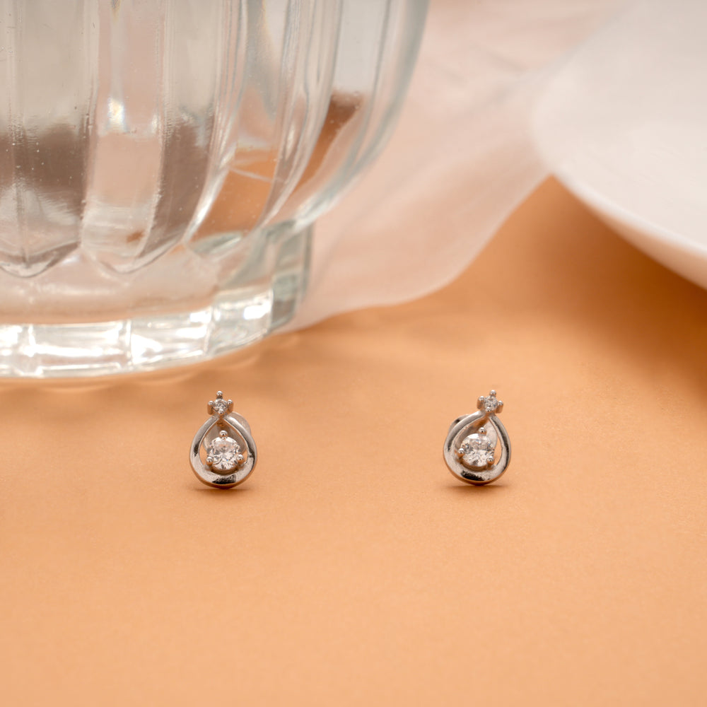 Minimal Pear Shape Silver Stud