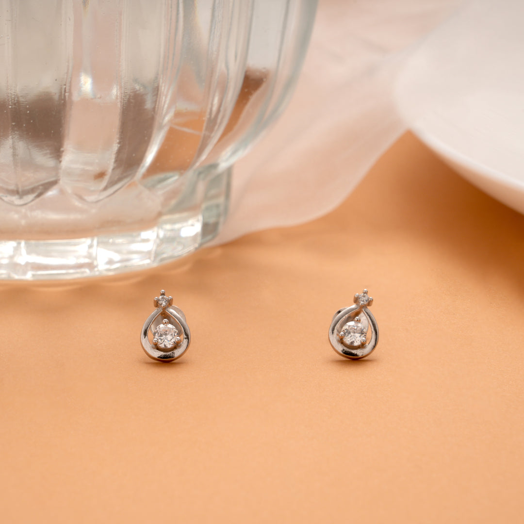 Minimal Pear Shape Silver Stud