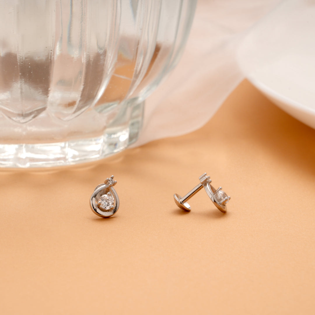 Minimal Pear Shape Silver Stud