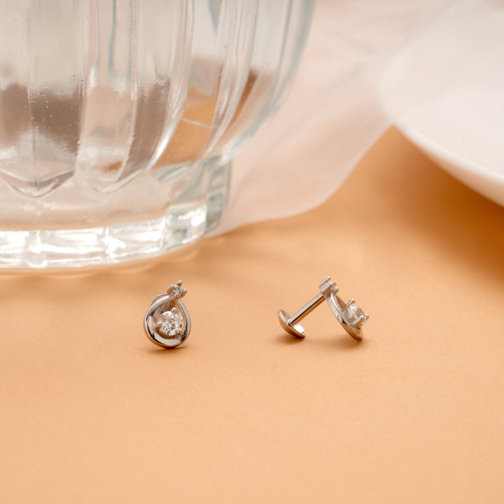 Minimal Pear Shape Silver Stud